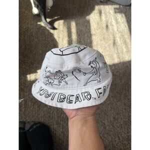 Vintage White & Black Yogi Bear Bucket Hat Hanna-Barbera Productions Jellystone